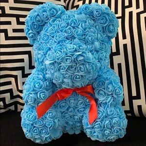NEW Valentines day 16 inch Blue Rose teddy bear
